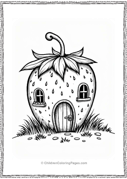 Strawberry House In A Grass Field Free PDF Printable