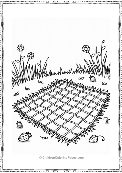 Strawberry Picnic Blanket Scene Free PDF Printable