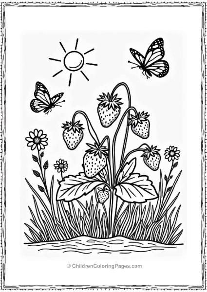 Strawberry Plant In A Sunny Garden Free PDF Printable