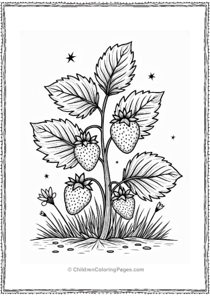 Strawberry Plant With Wildflowers Free PDF Printable