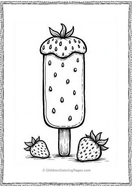 Strawberry Popsicle Illustration Free PDF Printable