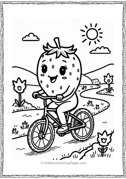 Strawberry Riding A Bicycle Free PDF Printable