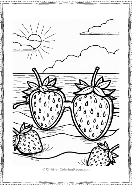 Strawberry Sunglasses On A Sunny Beach Free PDF Printable