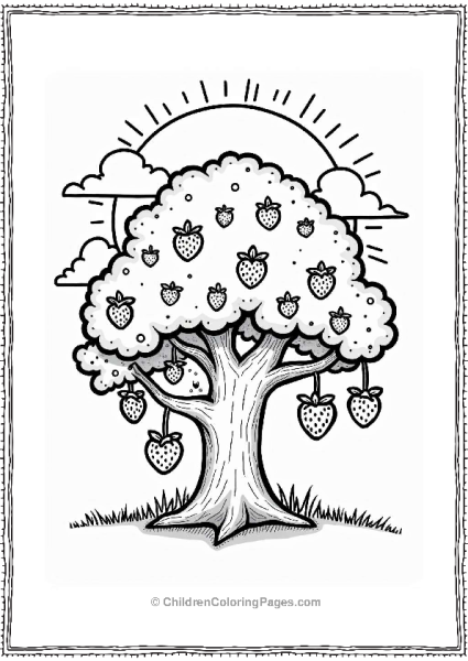 Strawberry Tree With Sun And Clouds Free PDF Printable