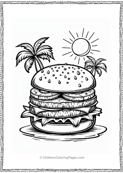 Summer BBQ Burger With Pineapple Free PDF Printable