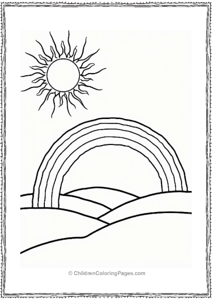 Sun And Rainbow Over Hills Free PDF Printable