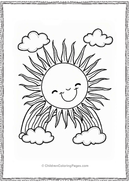 Sun And Rainbows Coloring Page Free PDF Printable