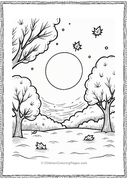 Sun With Autumn Leaves Falling Free PDF Printable