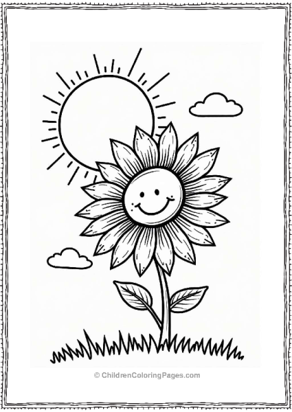 Sunflower And Sun Illustration Free PDF Printable