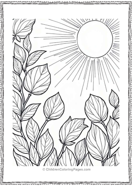 Sunlit Leaves With Rays Free PDF Printable