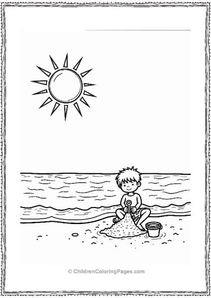 Sunny Beach Day With Sandcastle Free PDF Printable