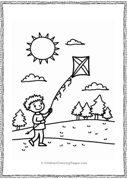 Sunny Day At The Park With A Kite Free PDF Printable