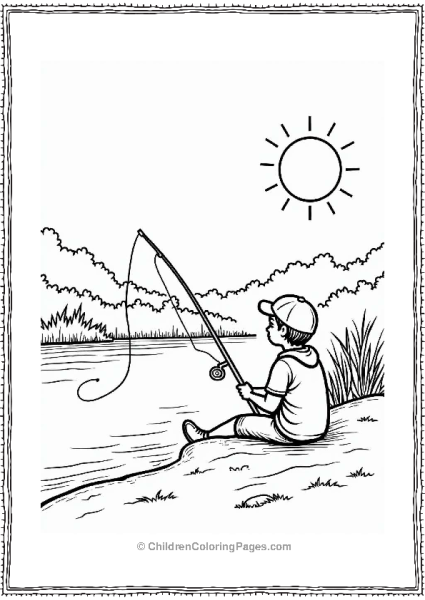 Sunset Fishing By The Riverbank Free PDF Printable