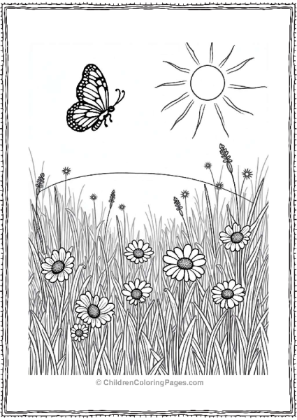 Sunshine Over A Meadow With A Butterfly Free PDF Printable