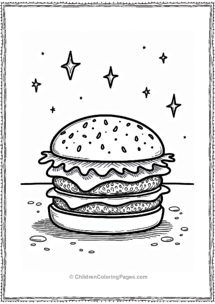 Surreal Burger Under A Starry Sky Free PDF Printable