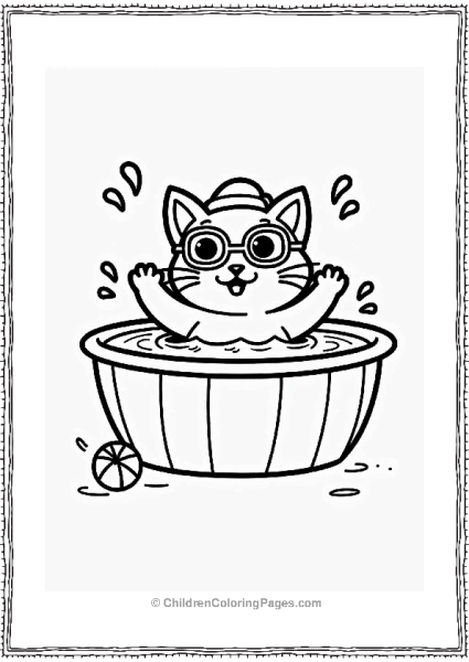 Swimming Cat With Goggles Free PDF Printable