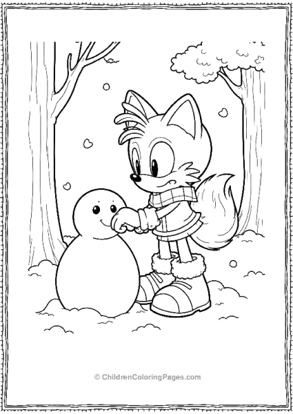 Tails Building A Snowman In Winter Free PDF Printable