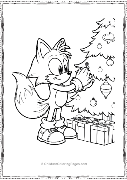 Tails Decorating Christmas Tree Free PDF Printable