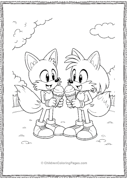 Tails Enjoying Ice Cream With A Friend Free PDF Printable