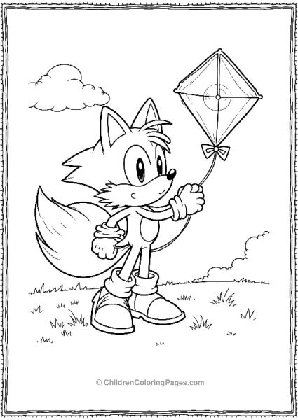 Tails Flying A Kite In A Field Free PDF Printable