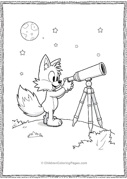 Tails Gazing At The Stars Through A Telescope Free PDF Printable