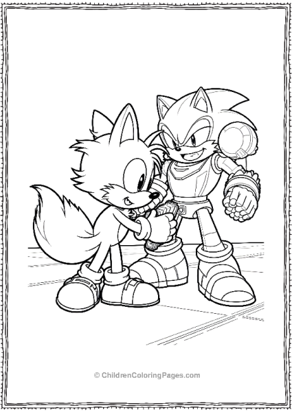 Tails Helping Metal Sonic Free PDF Printable