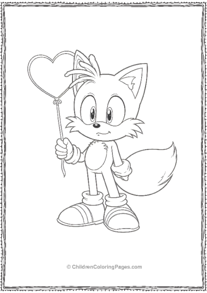 Tails Holding A Heart Balloon Free PDF Printable