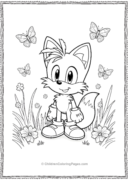 Tails In A Flower Garden With Butterflies Free PDF Printable