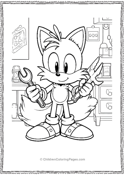 Tails Inventing A Gadget In His Workshop Free PDF Printable