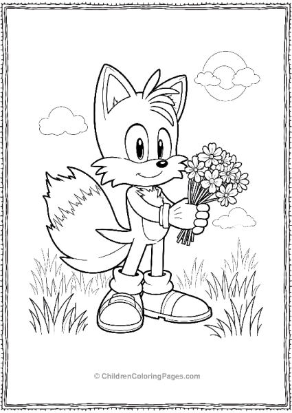 Tails Picking Flowers In A Field Free PDF Printable