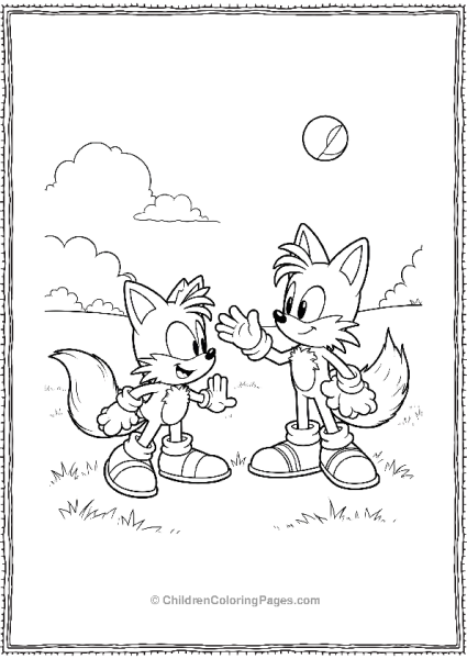 Tails Playing Catch In A Sunny Meadow Free PDF Printable