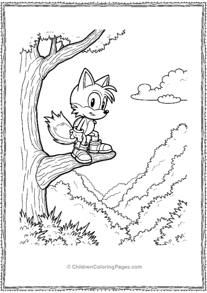 Tails Sitting On A Tree Branch In A Forest Free PDF Printable