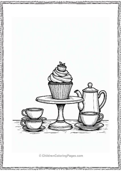 Tea Party Cupcake Scene Free PDF Printable