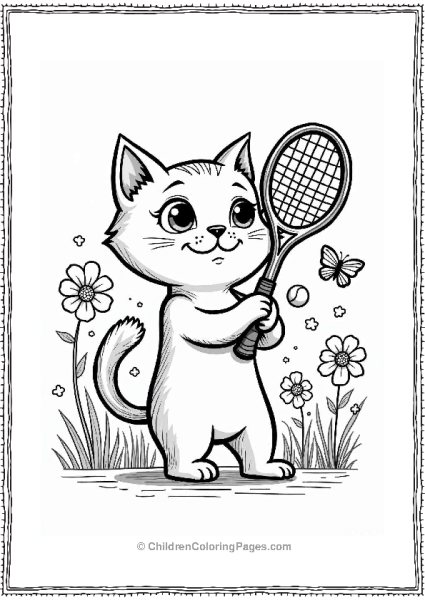 Tennis Cat Ready To Play Free PDF Printable