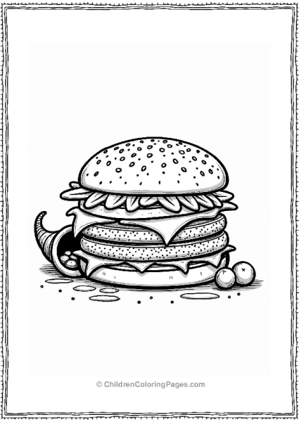 Thanksgiving Feast Burger Illustration Free PDF Printable