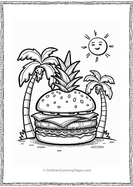 The Aloha Burger Coloring Page Free PDF Printable