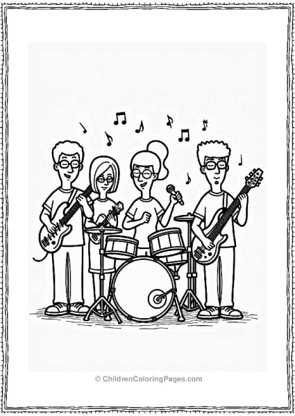 The Belchers Family Band Coloring Page Free PDF Printable