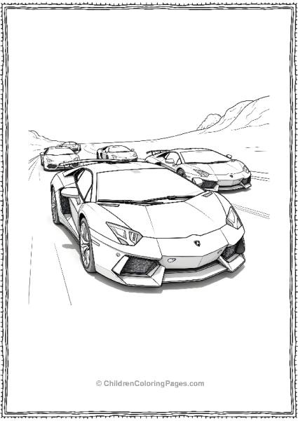 The Lamborghini Aventador Leading A Race Free PDF Printable