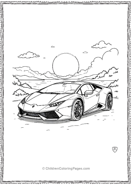 The Lamborghini Revuelto In A Sunset Backdrop Free PDF Printable