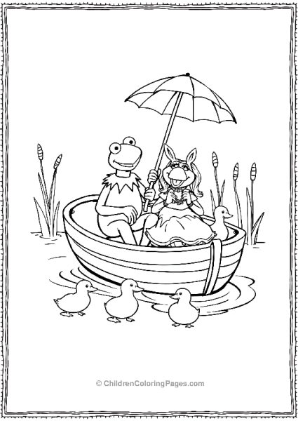 The Muppets Kermit And Miss Piggy Boating With Ducklings Free PDF Printable