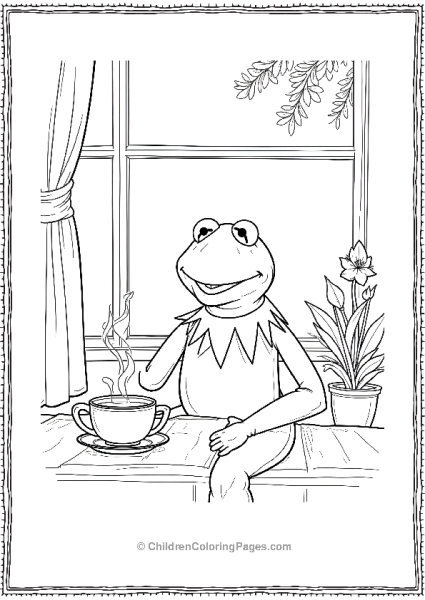 The Muppets Kermit Enjoys Tea By The Window Free PDF Printable