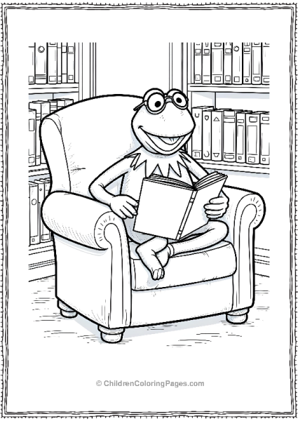 The Muppets Kermit Relaxing With A Book Free PDF Printable