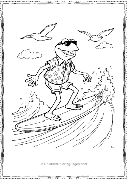 The Muppets Kermit Surfing The Waves Free PDF Printable