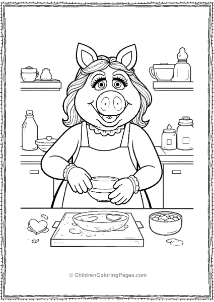 The Muppets Miss Piggy Baking Heart Shaped Cookies Free PDF Printable