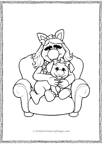 The Muppets Miss Piggy Cuddling Puppy Free PDF Printable