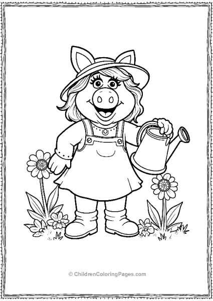 The Muppets Miss Piggy Gardening  Free PDF Printable