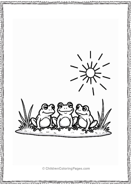 Three Frogs Sharing Stories On Grass Free PDF Printable