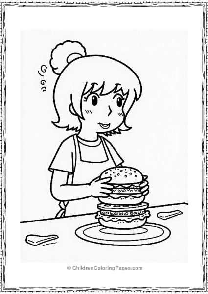 Tina Assembling A Burger Free PDF Printable