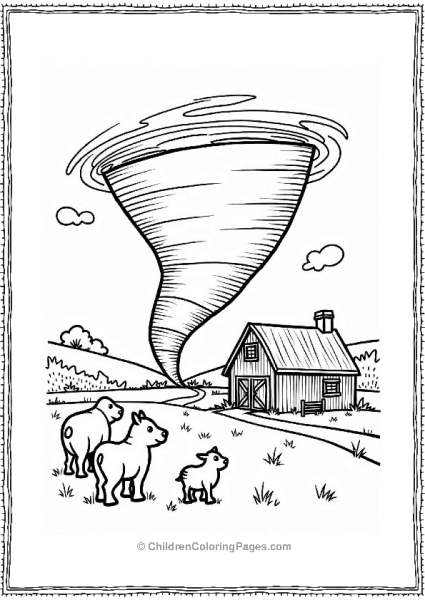 Tornado Near Farmhouse With Animals Free PDF Printable