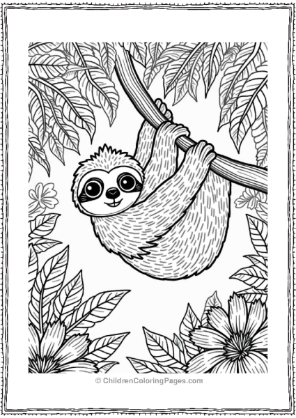 Tropical Rainforest Canopy With Sloth Free PDF Printable